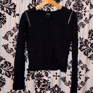 Express Black Sweatshirt with Zipper Accents